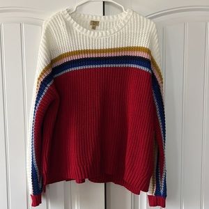 True Craft Rainbow Striped Knit Sweater Size Medium